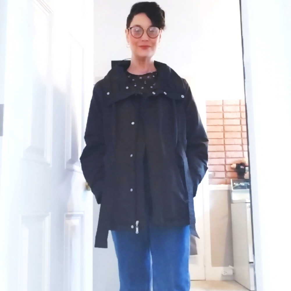 Weatherproof black pea coat jacket Large